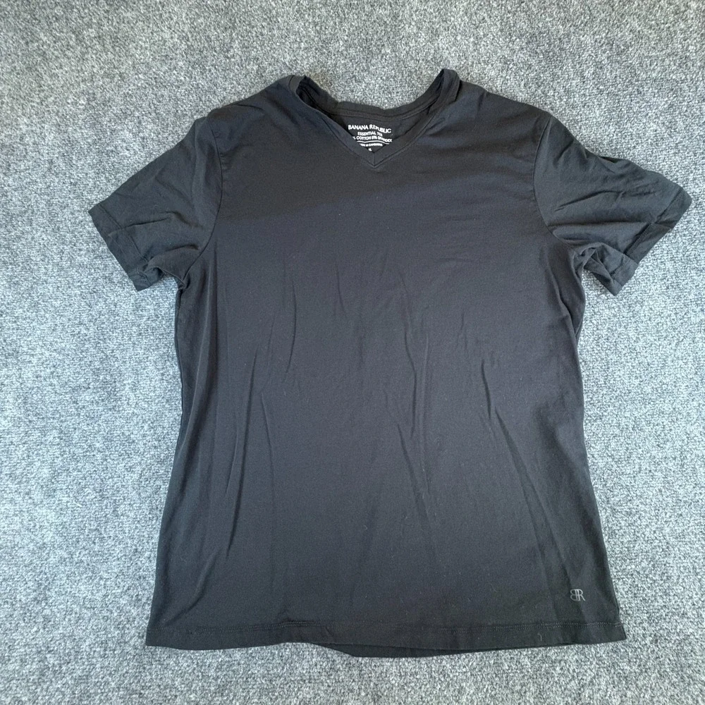 Banana Republic Essential Tee Shirt Mens XL Black Cotton Stretch V Neck Casual